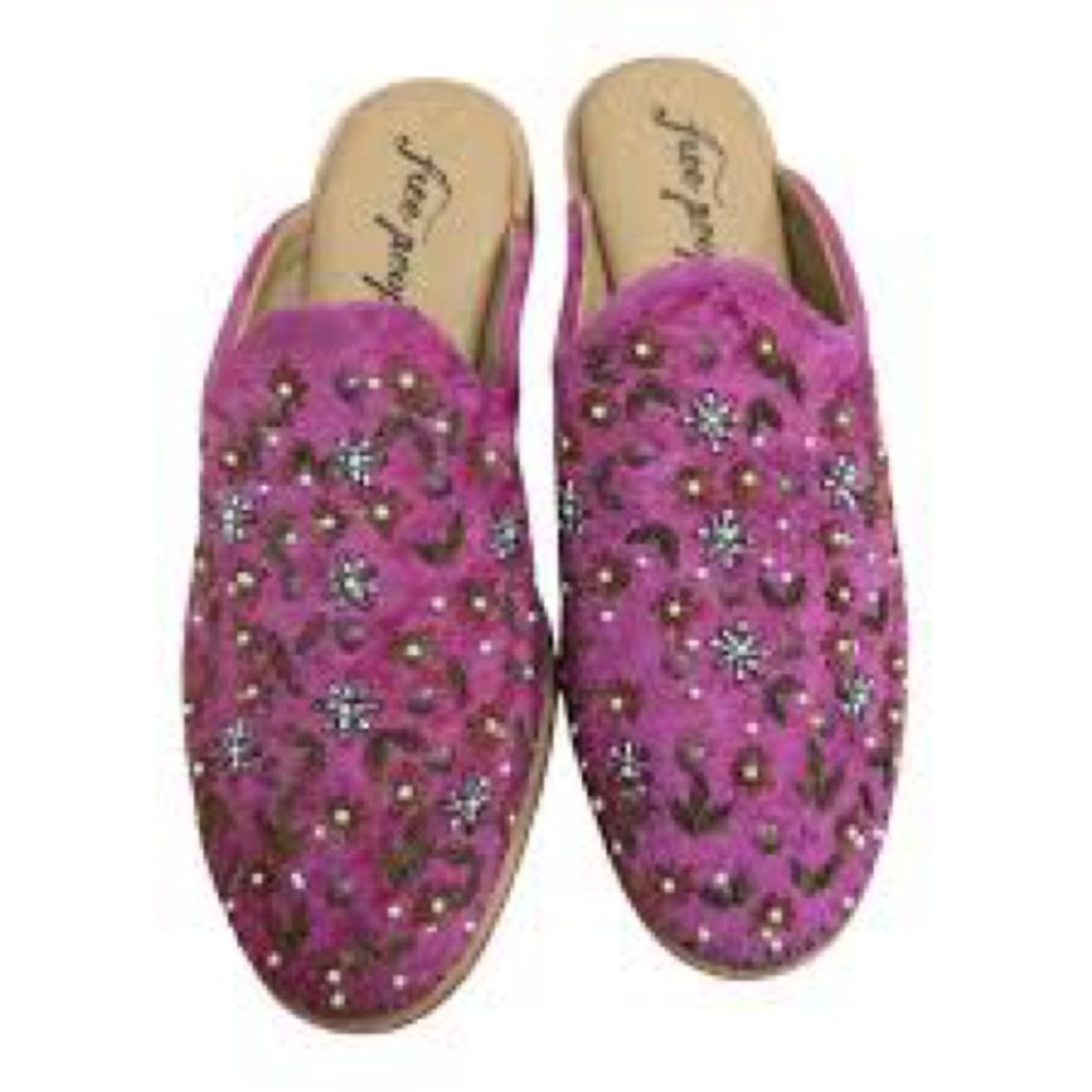 Free People Pink Embellished Mules